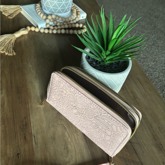 Pink and Brown Zip-Around Wallet - Picture 3 of 5